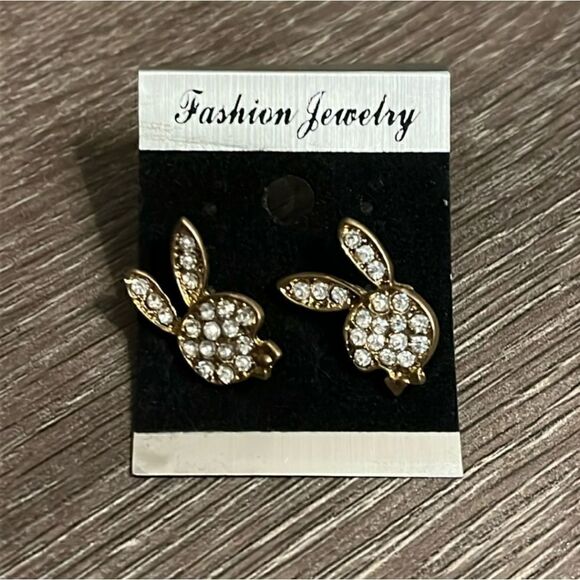 Jewelry - NWT Playboy Bunny Rhinestone Stud Pierced Earrings - Fashion Jewelry
